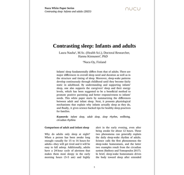 Contrasting sleep: Infants and adults